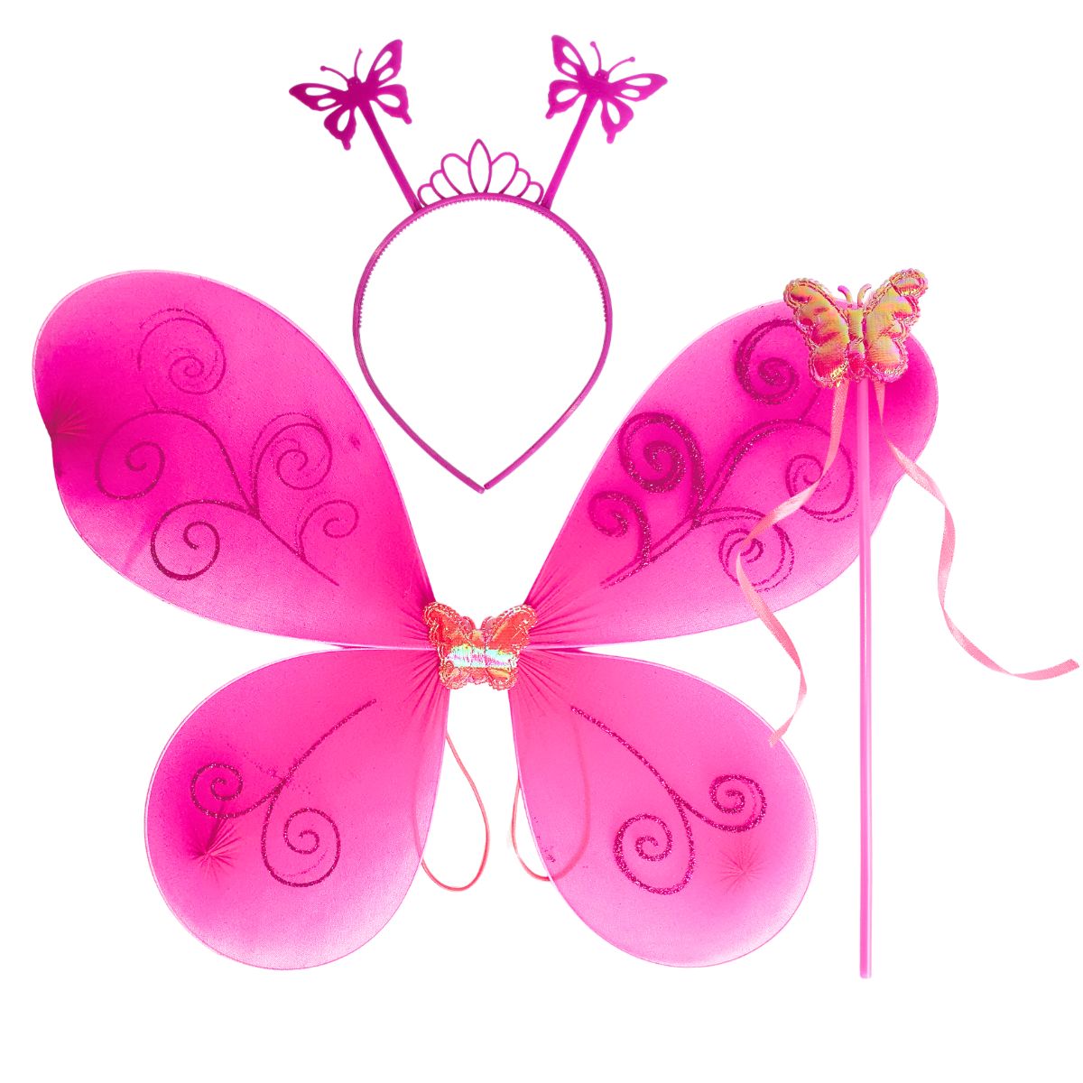 Kit Asa de Borboleta Acessórios Fantasia Carnaval Rosa Escuro Kit Asa de Borboleta Acessórios Fantasia Carnaval Rosa Escuro